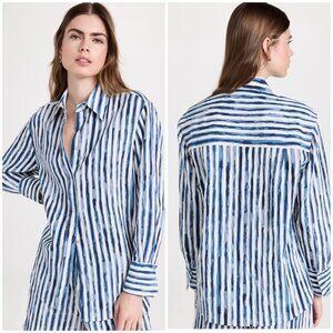 Vince women’s Painterly Stripe Oversized Shirt White Blue S